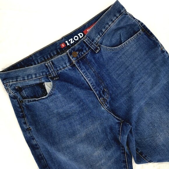 Izod Men's 34 x 34 Cotton Regular Blue Jeans - Picture 2 of 15